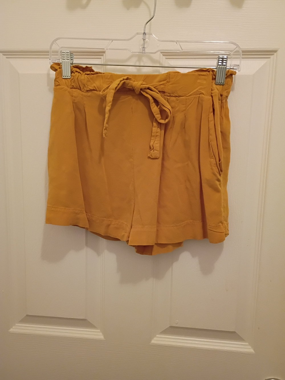 Ambiance Mustard High-Waist Tie-Waist Shorts